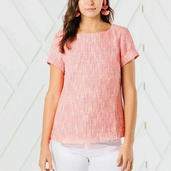 NWT Sail To Sable Neon Tweed Short Sleeve Top Size L - Picture 1 of 9